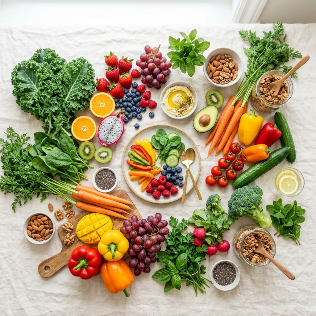 Healthy fresh foods and vibrant vegetables